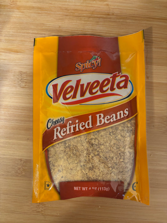 Spicy Velveeta Cheese Refried Beans – 4 oz (Commissary)